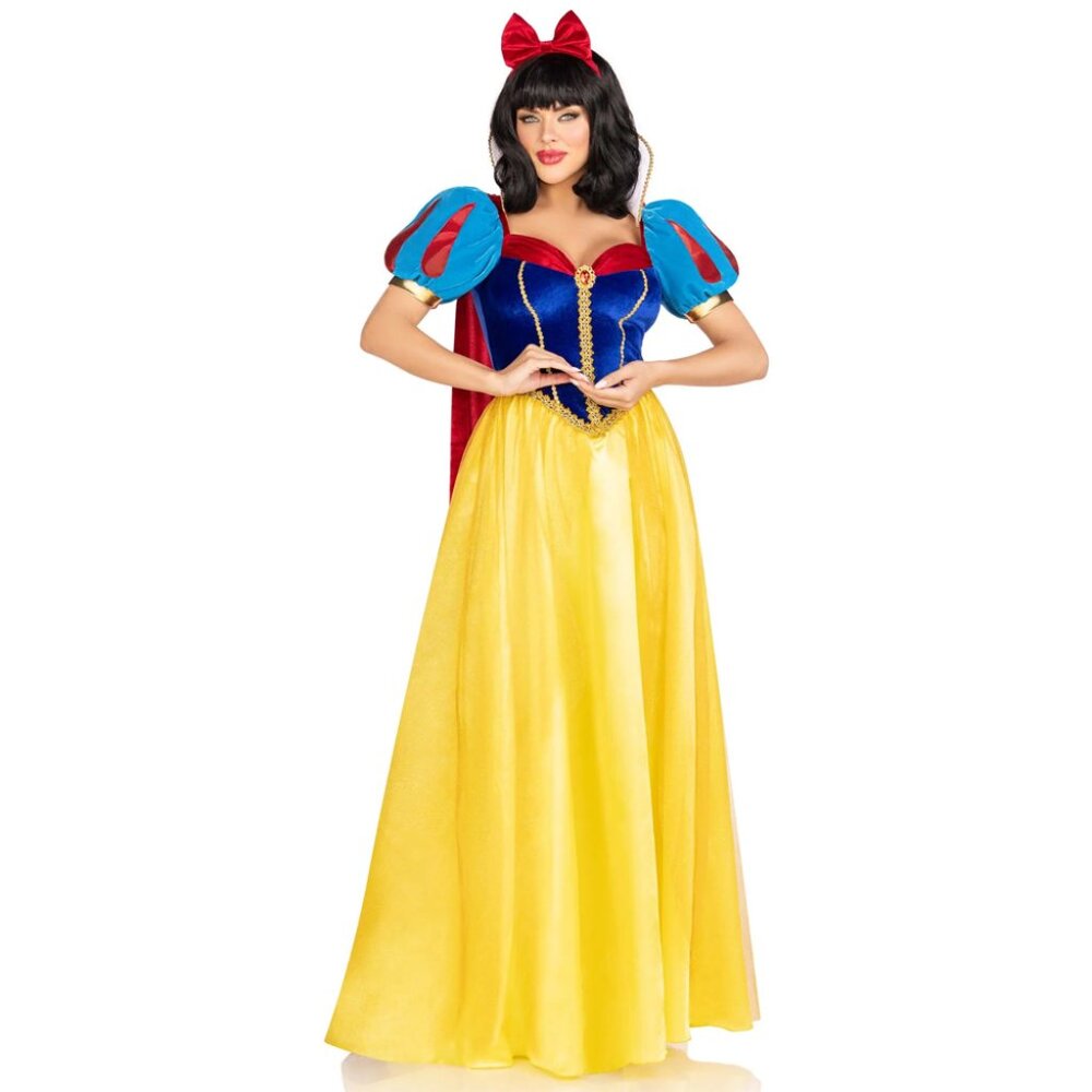 Deluxe Snow White Costume for Women – 3 PC Long Velvet & Satin Ball Gown